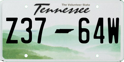 TN license plate Z3764W