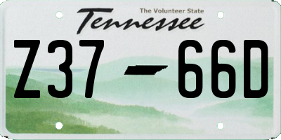 TN license plate Z3766D