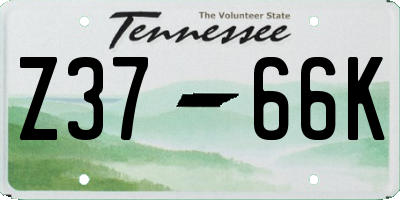 TN license plate Z3766K