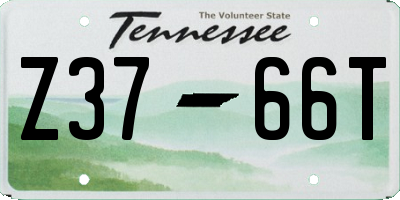 TN license plate Z3766T