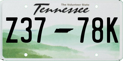TN license plate Z3778K