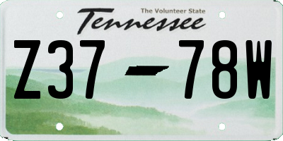 TN license plate Z3778W