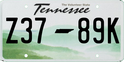TN license plate Z3789K