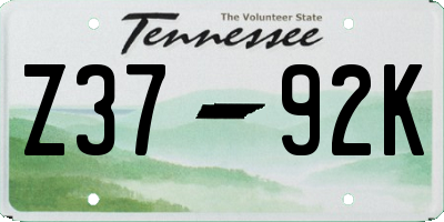 TN license plate Z3792K