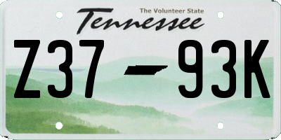 TN license plate Z3793K
