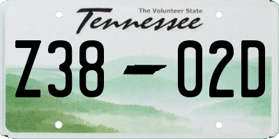 TN license plate Z3802D