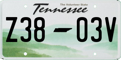 TN license plate Z3803V