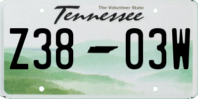 TN license plate Z3803W