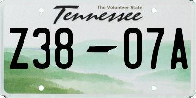 TN license plate Z3807A