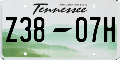 TN license plate Z3807H