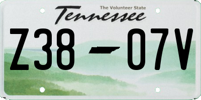 TN license plate Z3807V