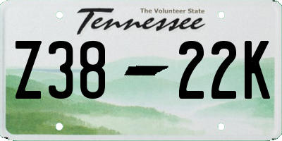 TN license plate Z3822K