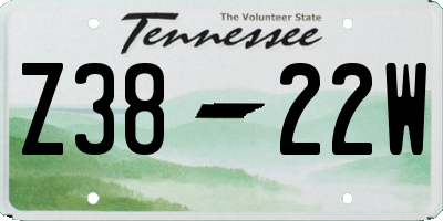 TN license plate Z3822W