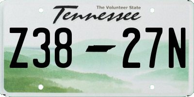 TN license plate Z3827N