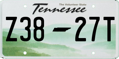 TN license plate Z3827T