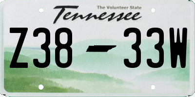 TN license plate Z3833W