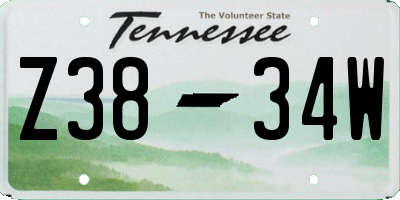 TN license plate Z3834W