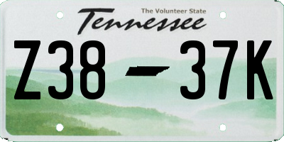 TN license plate Z3837K