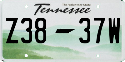 TN license plate Z3837W