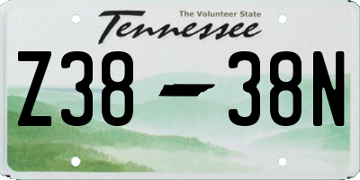 TN license plate Z3838N