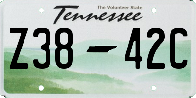 TN license plate Z3842C