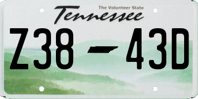 TN license plate Z3843D