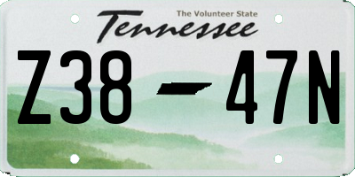 TN license plate Z3847N