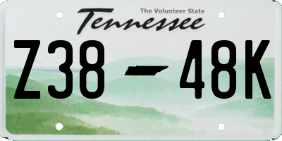 TN license plate Z3848K