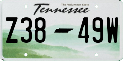 TN license plate Z3849W