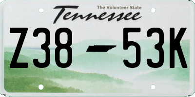 TN license plate Z3853K