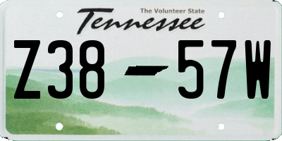 TN license plate Z3857W