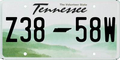 TN license plate Z3858W