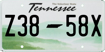 TN license plate Z3858X