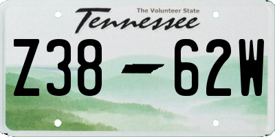 TN license plate Z3862W