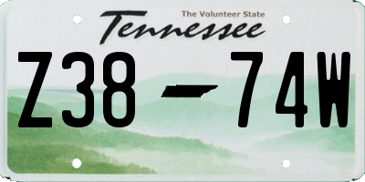 TN license plate Z3874W