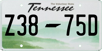 TN license plate Z3875D