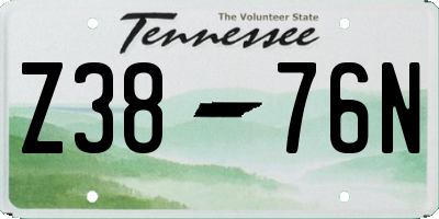 TN license plate Z3876N