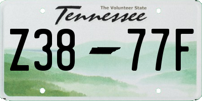 TN license plate Z3877F