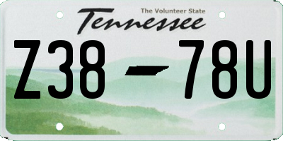 TN license plate Z3878U