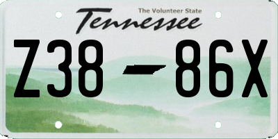 TN license plate Z3886X