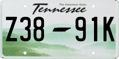 TN license plate Z3891K