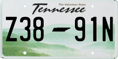 TN license plate Z3891N