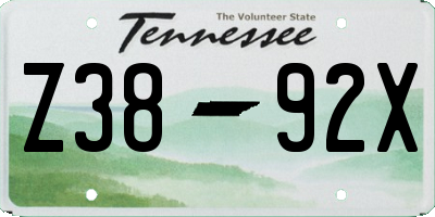 TN license plate Z3892X
