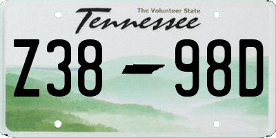 TN license plate Z3898D