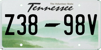 TN license plate Z3898V
