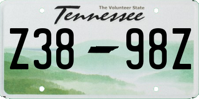 TN license plate Z3898Z