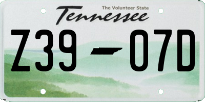 TN license plate Z3907D