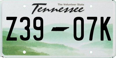 TN license plate Z3907K
