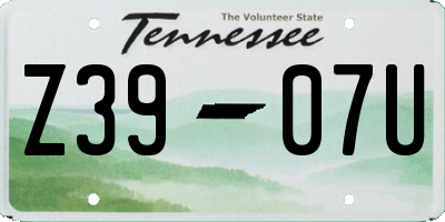 TN license plate Z3907U