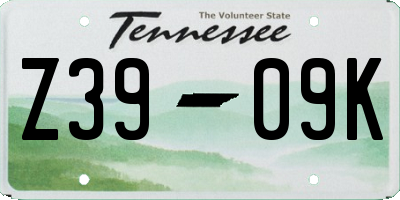 TN license plate Z3909K